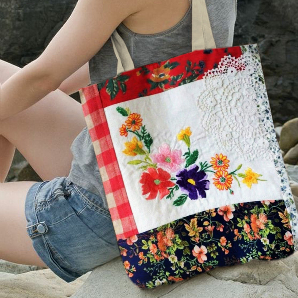 Vintage Boho Floral Art Canvas Bag