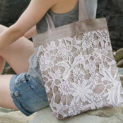 Vintage Lace Floral Embroidered Canvas Bag