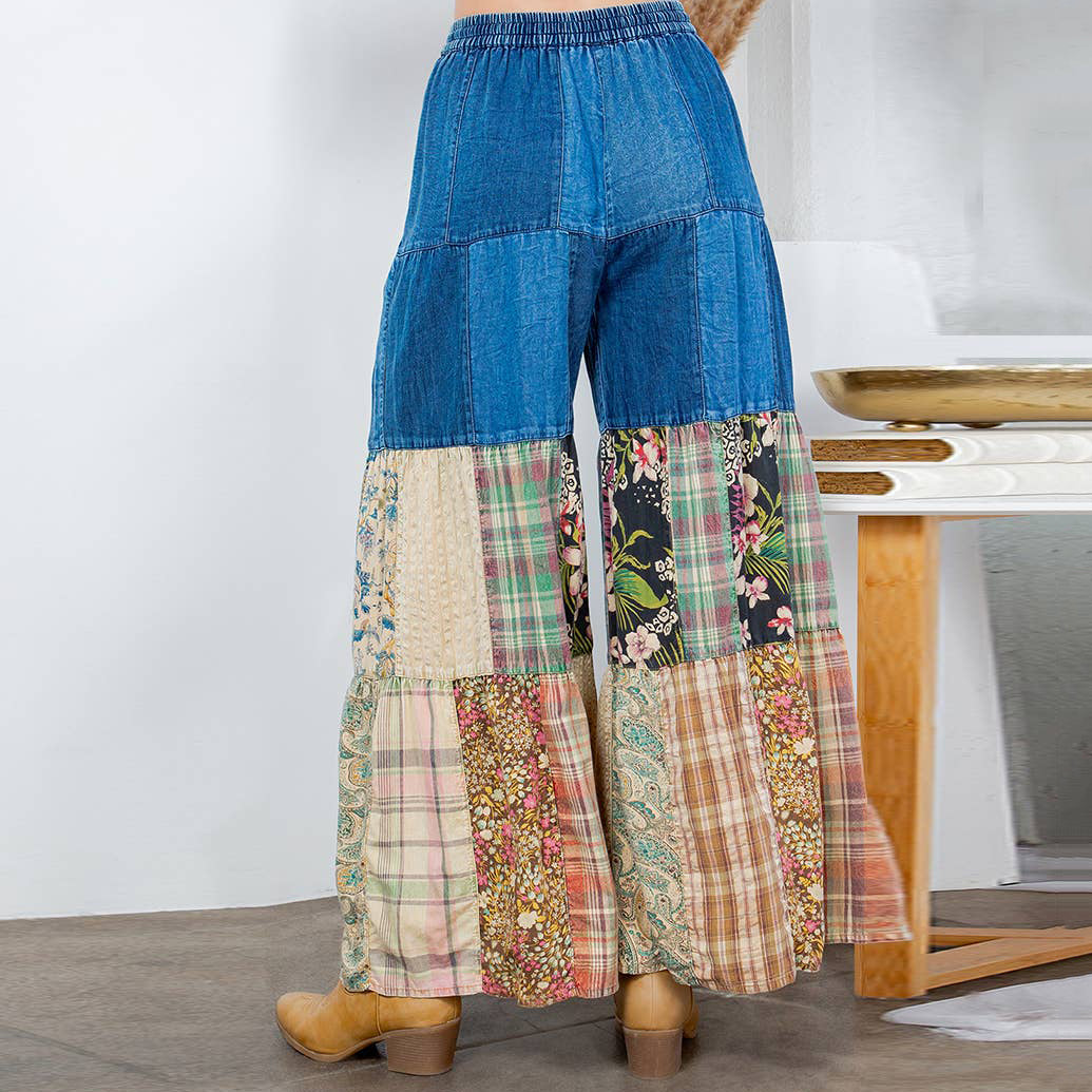 Bohemian Style Patchwork Wide-leg Casual Pants
