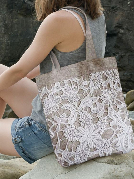 Vintage Lace Floral Embroidered Canvas Bag